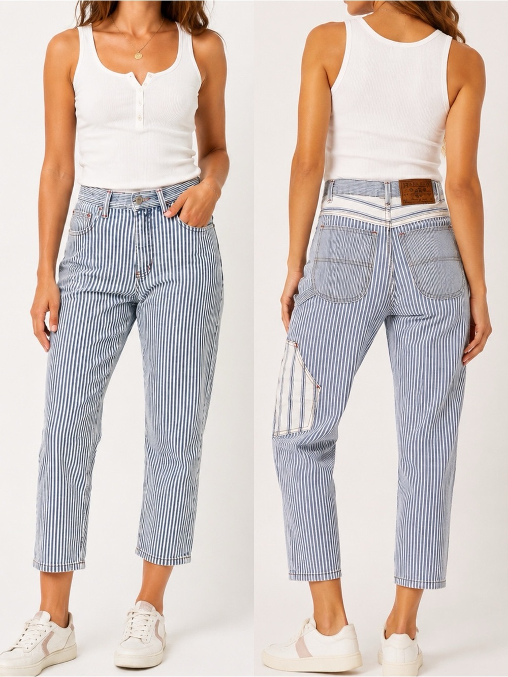 Hang Ten Women’s Vintage 90s Railroad Striped Tapered Cropped Jeans Sz 8
